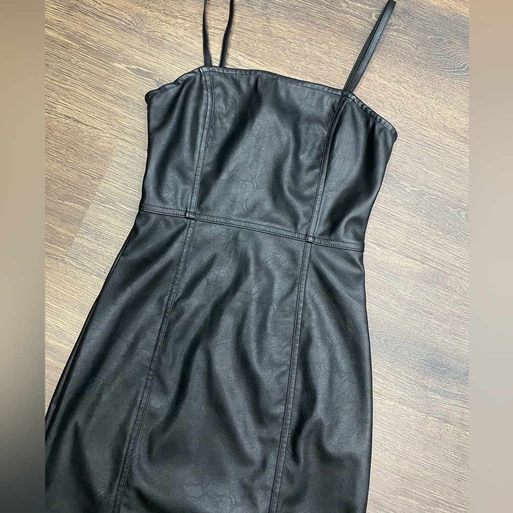 Leather mini dress